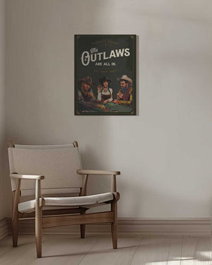 Tablou canvas „Outlaws Are All In Cool Cowboy Poker Art” de The Whiskey Ginger