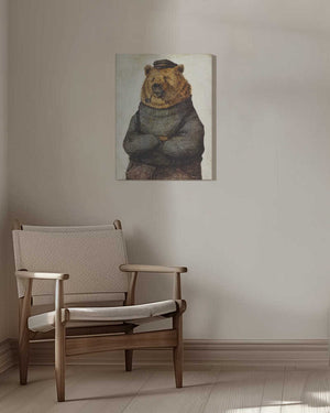 Tablou canvas „Bear Dressed In A Sweater And Cap” de Mike Koubou