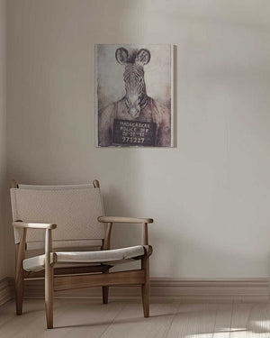 Tablou canvas „Zebra Mugshot Mystery” de Mike Koubou