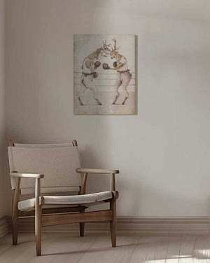 Tablou canvas „Deer Fight Vintage Style” de Mike Koubou