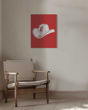 Tablou canvas „Red Cowboy Hat” de Jolly and Dash