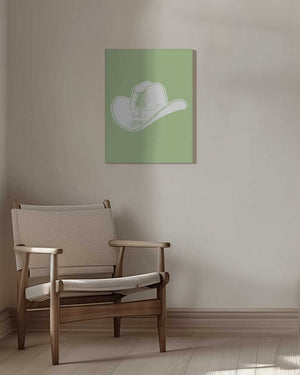 Tablou canvas „Sage Green Cowboy Hat” de Jolly and Dash