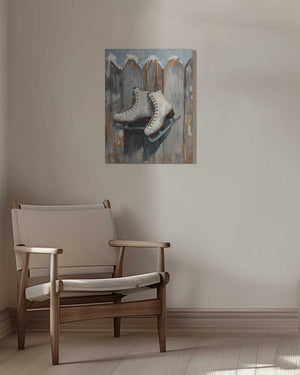 Tablou canvas „Schlittschuhe am Zaun” de Ohkimiko