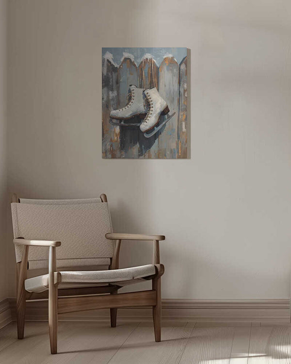Tablou canvas „Schlittschuhe am Zaun” de Ohkimiko