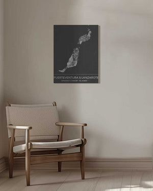 Tablou canvas „Fuerteventura &amp; Lanzarote, Spanish Canary Islands Map” de Nicholas
