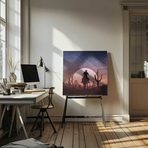 Tablou canvas „Desert Cowboy Sunset” de Emel Tunaboylu