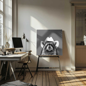 Tablou canvas „Wyatt The Cowboy Raccoon” de Anyone Can Yeehaw