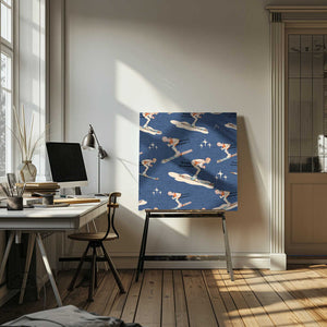 Tablou canvas „Winter Sports   Retro Vintage Ski Blue” de Susana Costa