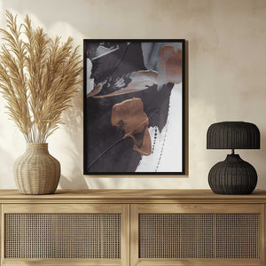 Tablou înramat „Dynamic Brushstrokes in Brown and Copper” de uplusmestudio