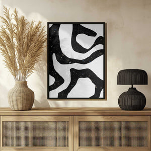 Tablou înramat „Organic Black Forms with Speckled Patterns” de uplusmestudio