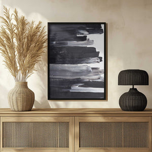 Tablou înramat „Monochrome Brushstrokes” de uplusmestudio