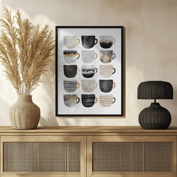 Tablou înramat „Pretty Coffee Cups” de Elisabeth Fredriksson