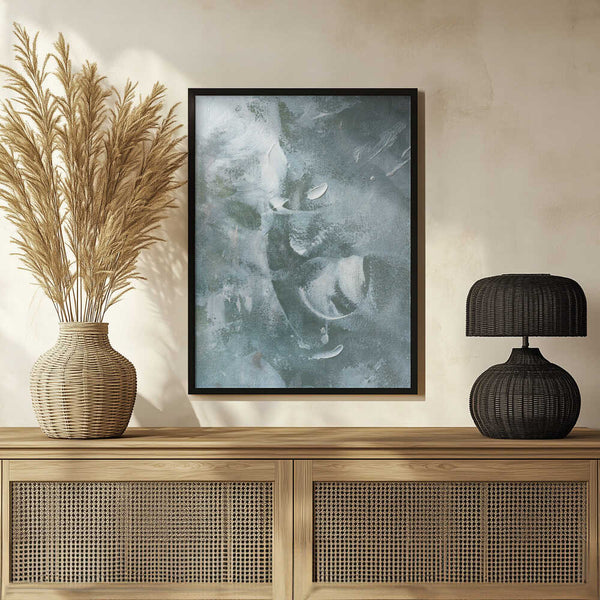 Tablou înramat „Green and White Acrylic” de uplusmestudio