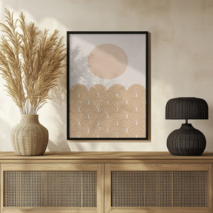 Tablou înramat „Golden Sun Waves” de THE MIUUS STUDIO