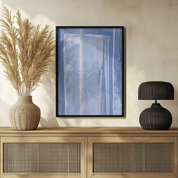 Tablou înramat „Blue With Vertical Brushstrokes” de uplusmestudio