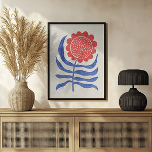 Tablou înramat „Red Flower / Lino Print” de Alisa Galitsyna