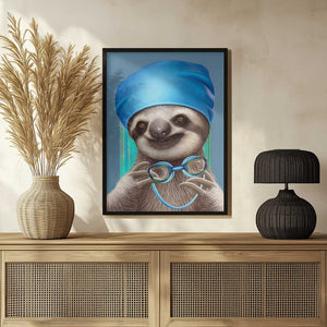 Tablou înramat „SLOTH WITH GOGGLES” de Adam Lawless