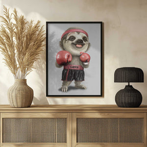 Tablou înramat „the boxing sloth” de Adam Lawless