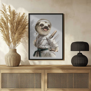 Tablou înramat „karate sloth” de Adam Lawless