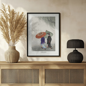 Tablou înramat „Two Women In The Rain” de Ohara Koson