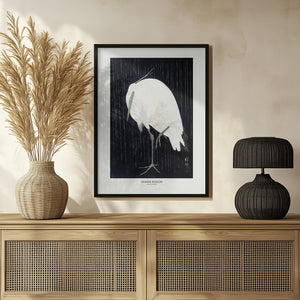 Tablou înramat „Egret In The Rain” de Ohara Koson