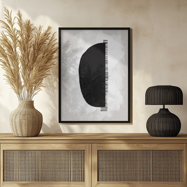 Tablou înramat „Black Shape Against A Textured White Background” de uplusmestudio