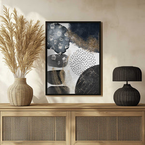 Tablou înramat „Abstract Black and Gold-2” de Sally Ann Moss