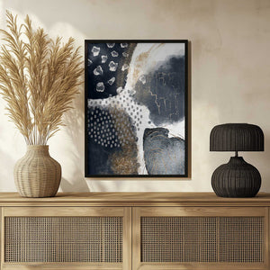 Tablou înramat „Abstract Black and Gold-1” de Sally Ann Moss