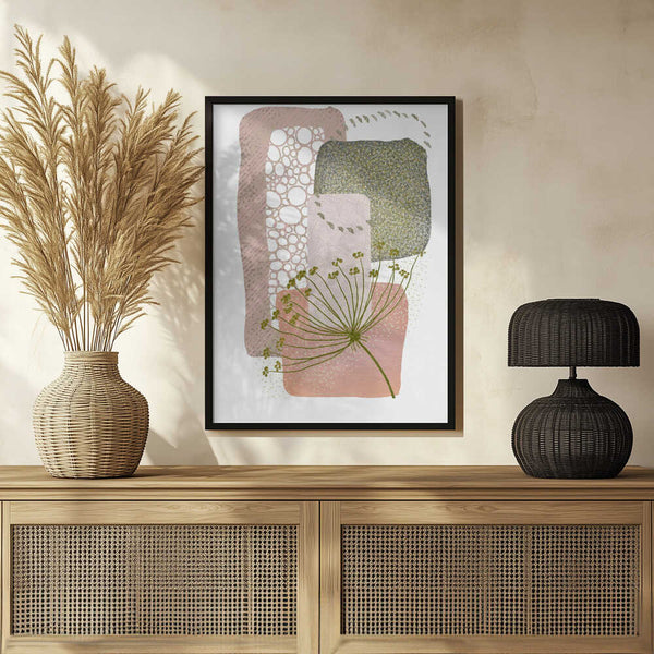 Tablou înramat „Delicate Pink and Green-2” de Sally Ann Moss