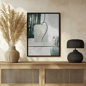 Tablou înramat „Abstract Shapes in Green-3” de Sally Ann Moss