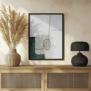 Tablou înramat „Abstract Shapes in Green-1” de Sally Ann Moss