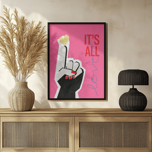Tablou înramat „It's All Love Hand Pink” de Frances Collett