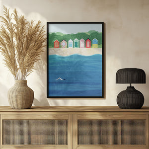 Tablou înramat „Beach Huts” de longwayhome