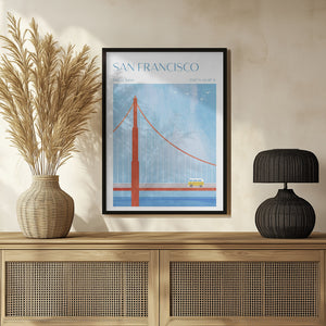 Tablou înramat „San Francisco, Golden Gate Bridge” de longwayhome