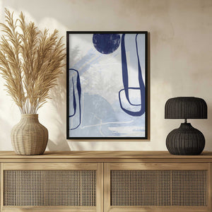 Tablou înramat „Lines of Blue-3” de Sally Ann Moss