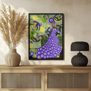 Tablou înramat „Frida in the Garden” de Lynnda Rakos