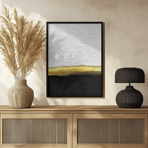 Tablou înramat „Black and White Golden Night” de Alyson Storms