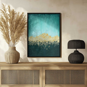 Tablou înramat „Golden Dawn Teal” de Alyson Storms