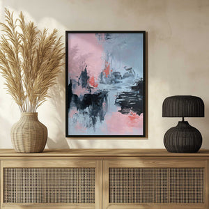Tablou înramat „Pink and Grey Abstract 2” de Alyson Storms