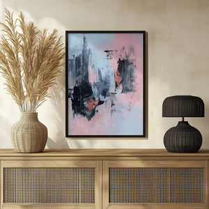 Tablou înramat „Pink and Grey Abstract 3” de Alyson Storms