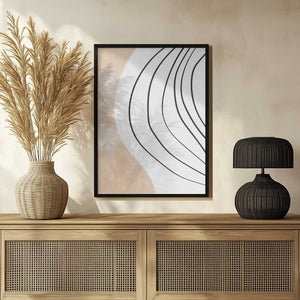 Tablou înramat „Beige Black Line Art” de Melloi Art Prints