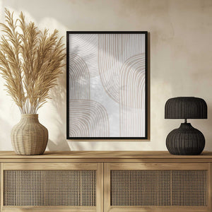 Tablou înramat „Abstract Beige Line Art” de Melloi Art Prints