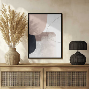 Tablou înramat „Abstract Beige Black Art” de Melloi Art Prints