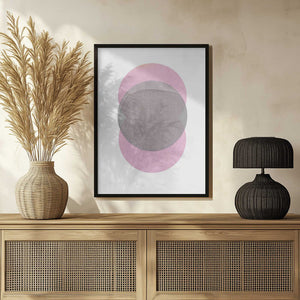 Tablou înramat „Gray Pink Circles” de Louise van Terheijden