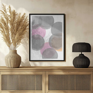 Tablou înramat „Gray Pink Circles Ii” de Louise van Terheijden