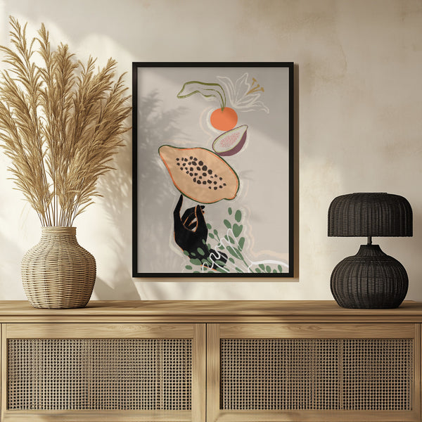 Tablou înramat „Balancing Fruits” de Arty Guava