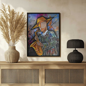 Tablou înramat „Jazz Sax Man” de Ricardo Maya