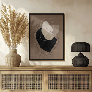 Tablou înramat „Layered Organic Shapes in Neutral Tones” de Elena Ristova