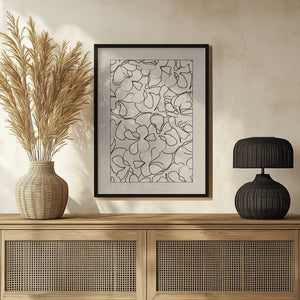 Tablou înramat „Seamless Pattern of Outlined Flowers” de Elena Ristova