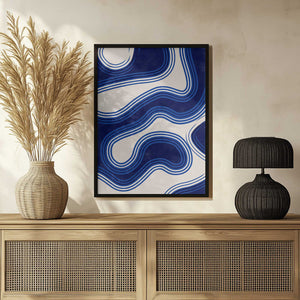 Tablou înramat „Blue Wave Patterns” de Elena Ristova